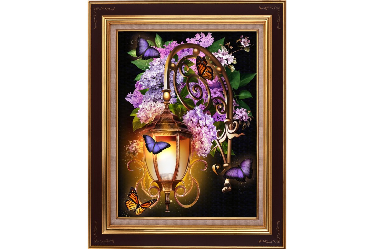 diamond painting - lanterna con fiori viola - labottegadelleideelecco.it